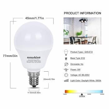 5 W -E12 LED Bulb for Ceiling fans From Aooshine