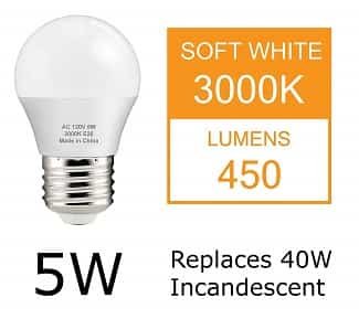 J.LUMI 5W- A15 Small LED Bulb for Ceiling Fan