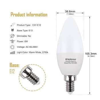 Kakanuo 6W LED Candelabra Bulbs for Ceiling Fan