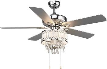 Tangkula 52 Inch Fancy Crystal Ceiling Fan with Lights