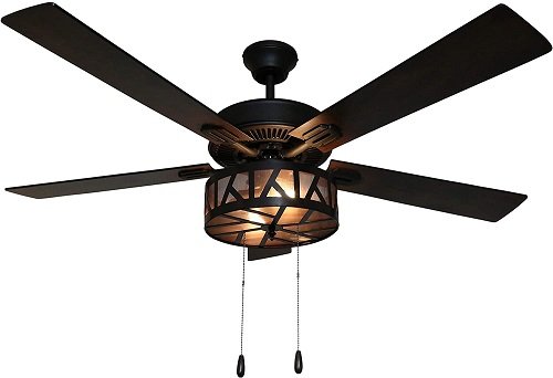 River of Goods Industrial Style Modern Ceiling Fan With Caged Light